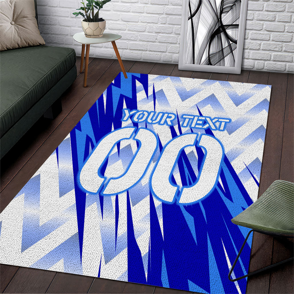 Personalized Uzbekistan Soccer Area Rug Wolf Mascot Chevron Zigzag Pattern