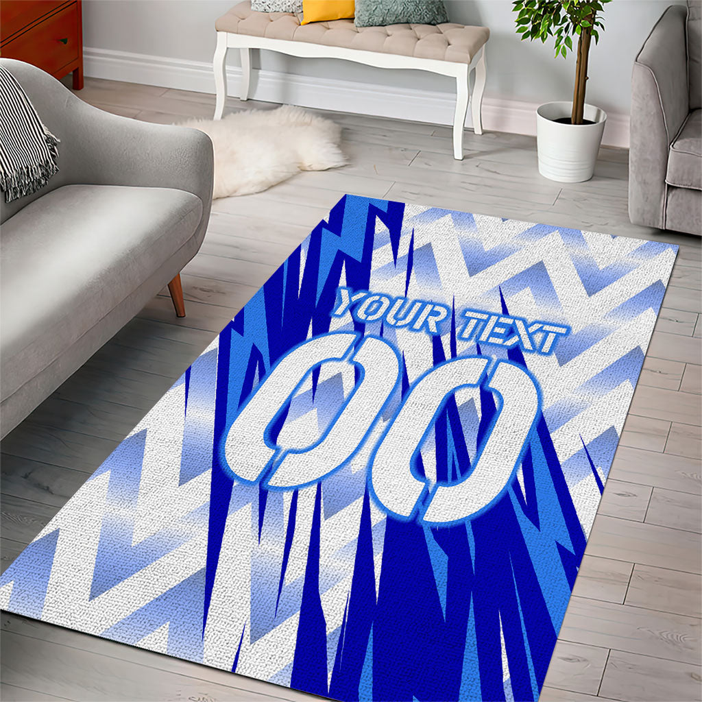 Personalized Uzbekistan Soccer Area Rug Wolf Mascot Chevron Zigzag Pattern