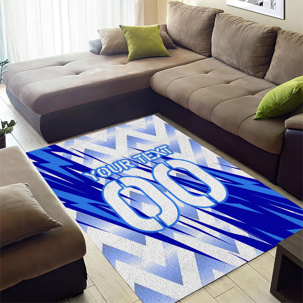 Personalized Uzbekistan Soccer Area Rug Wolf Mascot Chevron Zigzag Pattern