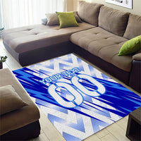 Personalized Uzbekistan Soccer Area Rug Wolf Mascot Chevron Zigzag Pattern