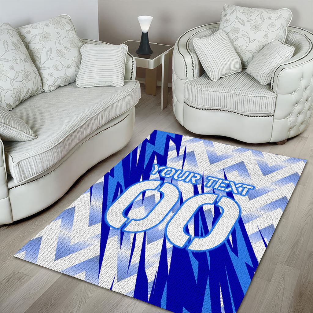 Personalized Uzbekistan Soccer Area Rug Wolf Mascot Chevron Zigzag Pattern