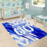Personalized Uzbekistan Soccer Area Rug Wolf Mascot Chevron Zigzag Pattern