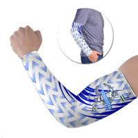 Personalized Uzbekistan Soccer Arm Sleeves Wolf Mascot Chevron Zigzag Pattern