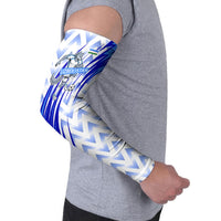 Personalized Uzbekistan Soccer Arm Sleeves Wolf Mascot Chevron Zigzag Pattern