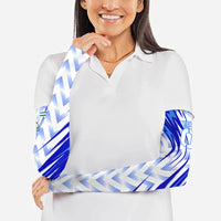 Personalized Uzbekistan Soccer Arm Sleeves Wolf Mascot Chevron Zigzag Pattern