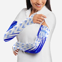 Personalized Uzbekistan Soccer Arm Sleeves Wolf Mascot Chevron Zigzag Pattern