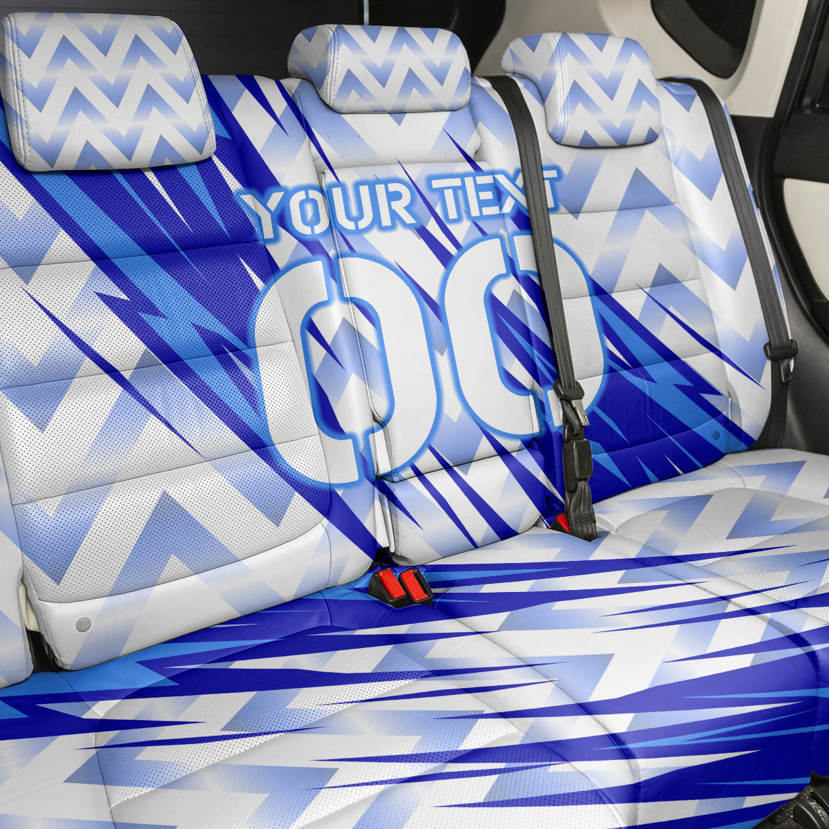 Personalized Uzbekistan Soccer Back Car Seat Cover Wolf Mascot Chevron Zigzag Pattern
