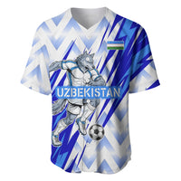 Personalized Uzbekistan Soccer Baseball Jersey Wolf Mascot Chevron Zigzag Pattern
