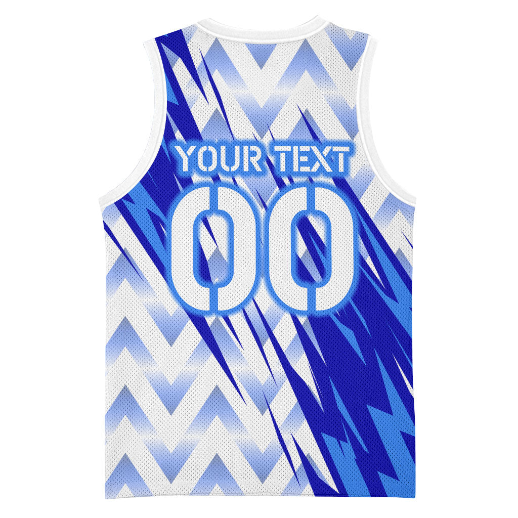 Personalized Uzbekistan Soccer Basketball Jersey Wolf Mascot Chevron Zigzag Pattern