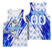 Personalized Uzbekistan Soccer Basketball Jersey Wolf Mascot Chevron Zigzag Pattern