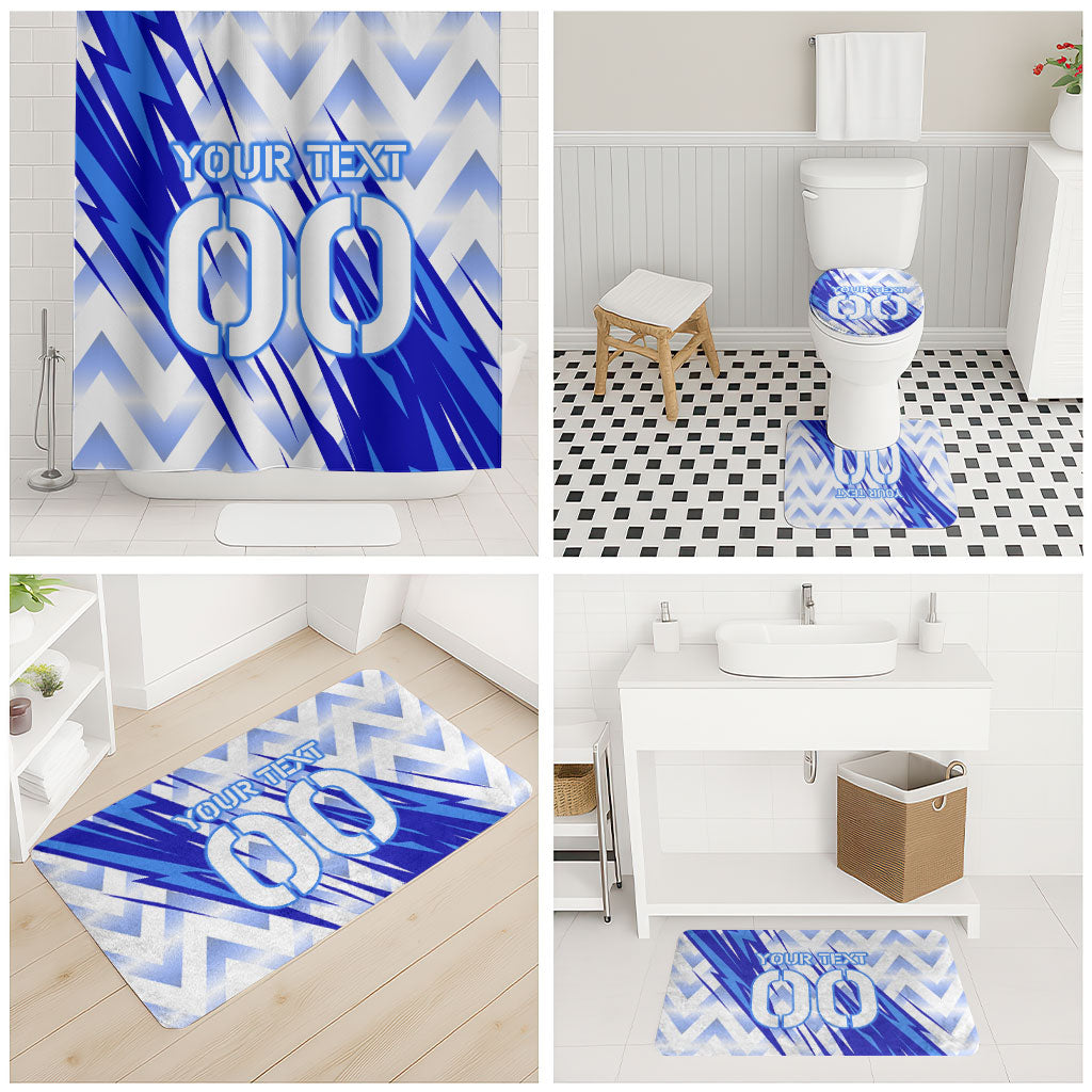 Personalized Uzbekistan Soccer Bathroom Set Wolf Mascot Chevron Zigzag Pattern