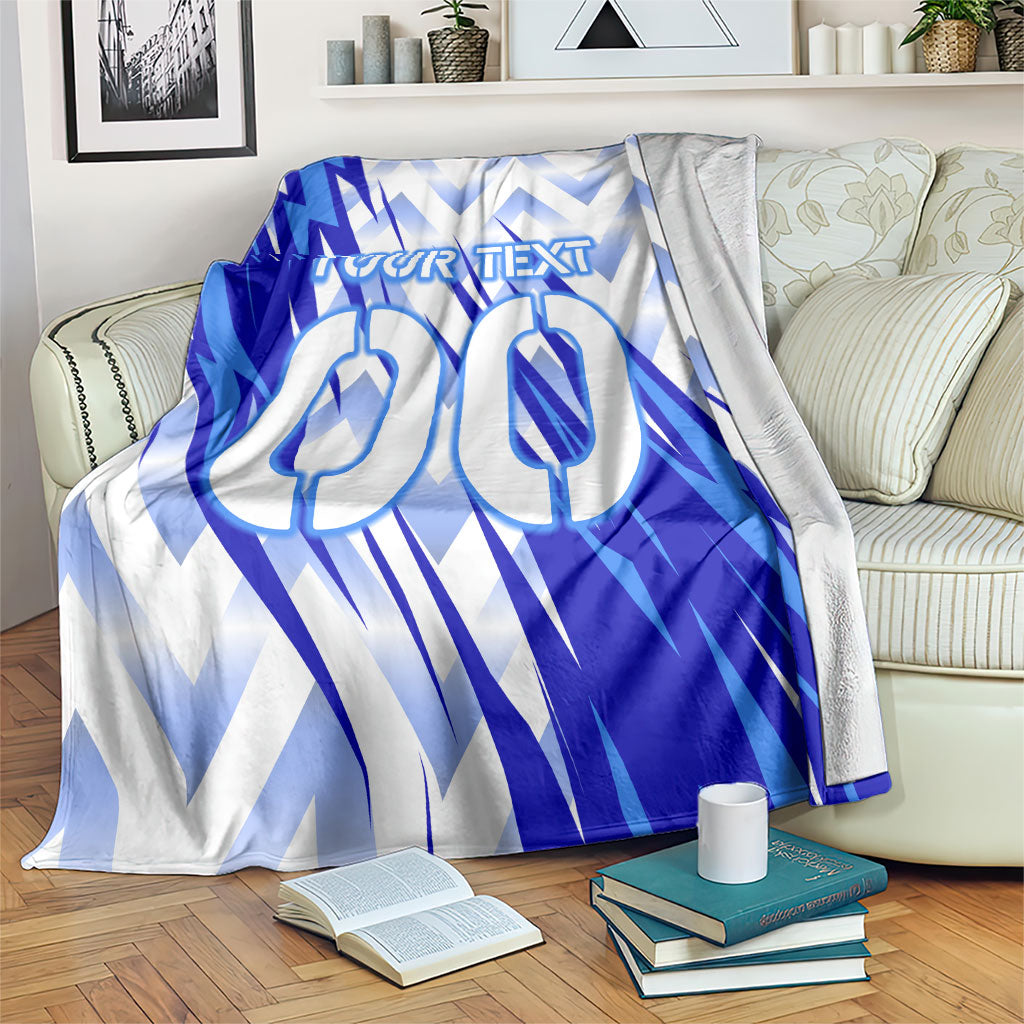 Personalized Uzbekistan Soccer Blanket Wolf Mascot Chevron Zigzag Pattern