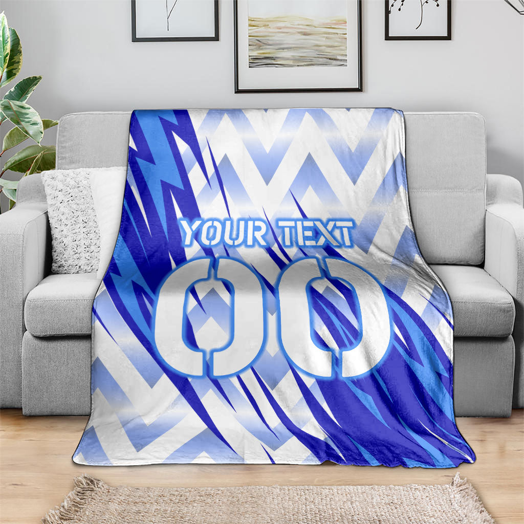 Personalized Uzbekistan Soccer Blanket Wolf Mascot Chevron Zigzag Pattern