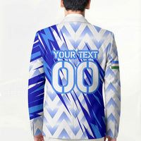 Personalized Uzbekistan Soccer Blazer Wolf Mascot Chevron Zigzag Pattern