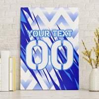 Personalized Uzbekistan Soccer Canvas Wall Art Wolf Mascot Chevron Zigzag Pattern