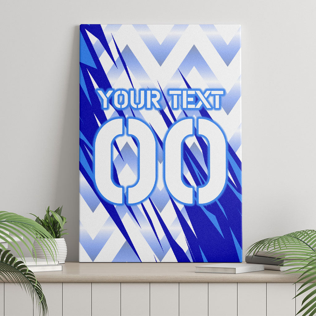 Personalized Uzbekistan Soccer Canvas Wall Art Wolf Mascot Chevron Zigzag Pattern