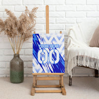 Personalized Uzbekistan Soccer Canvas Wall Art Wolf Mascot Chevron Zigzag Pattern