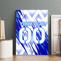 Personalized Uzbekistan Soccer Canvas Wall Art Wolf Mascot Chevron Zigzag Pattern