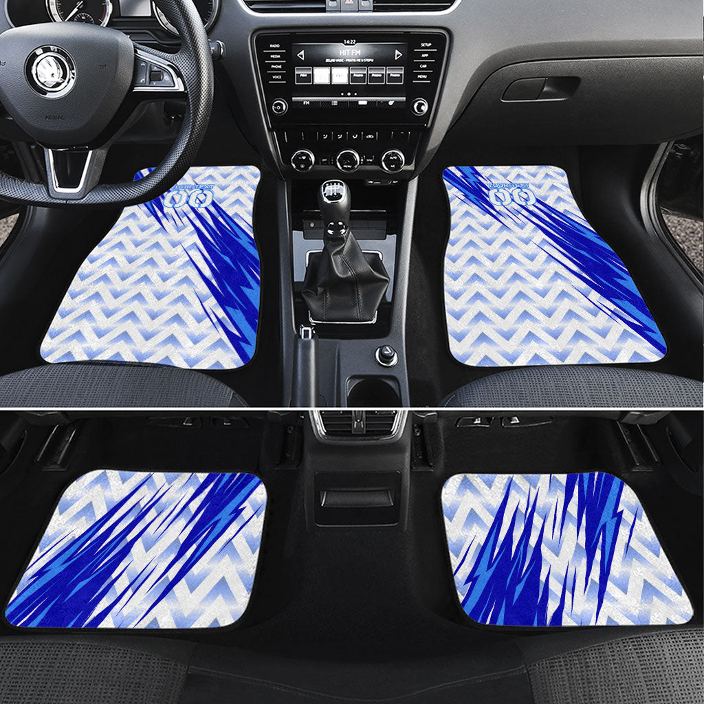 Personalized Uzbekistan Soccer Car Mats Wolf Mascot Chevron Zigzag Pattern