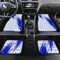 Personalized Uzbekistan Soccer Car Mats Wolf Mascot Chevron Zigzag Pattern
