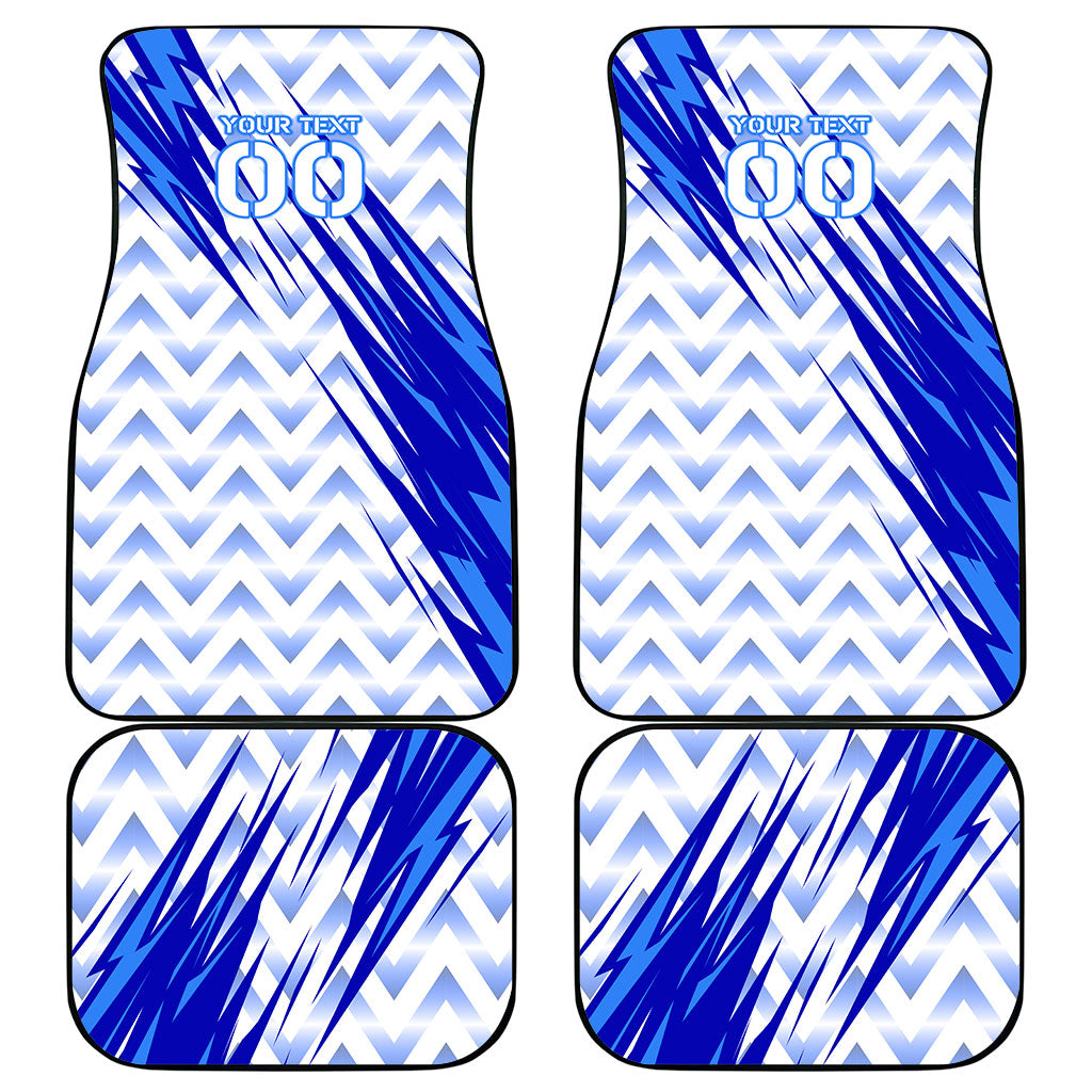 Personalized Uzbekistan Soccer Car Mats Wolf Mascot Chevron Zigzag Pattern