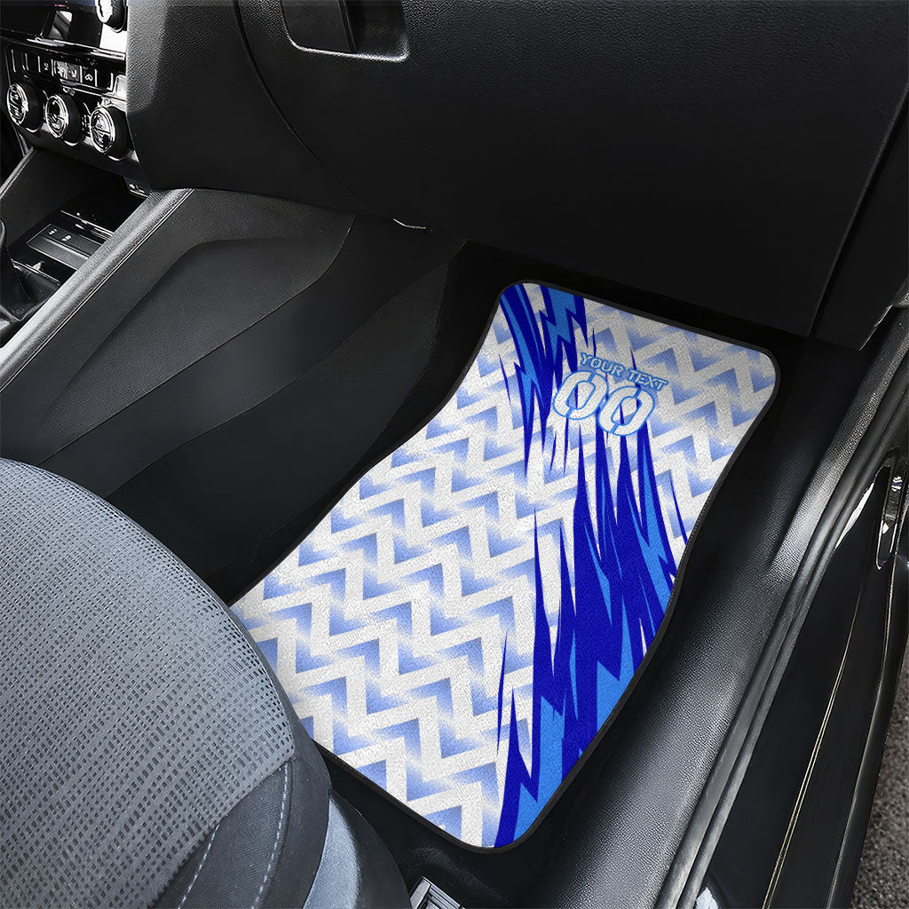 Personalized Uzbekistan Soccer Car Mats Wolf Mascot Chevron Zigzag Pattern