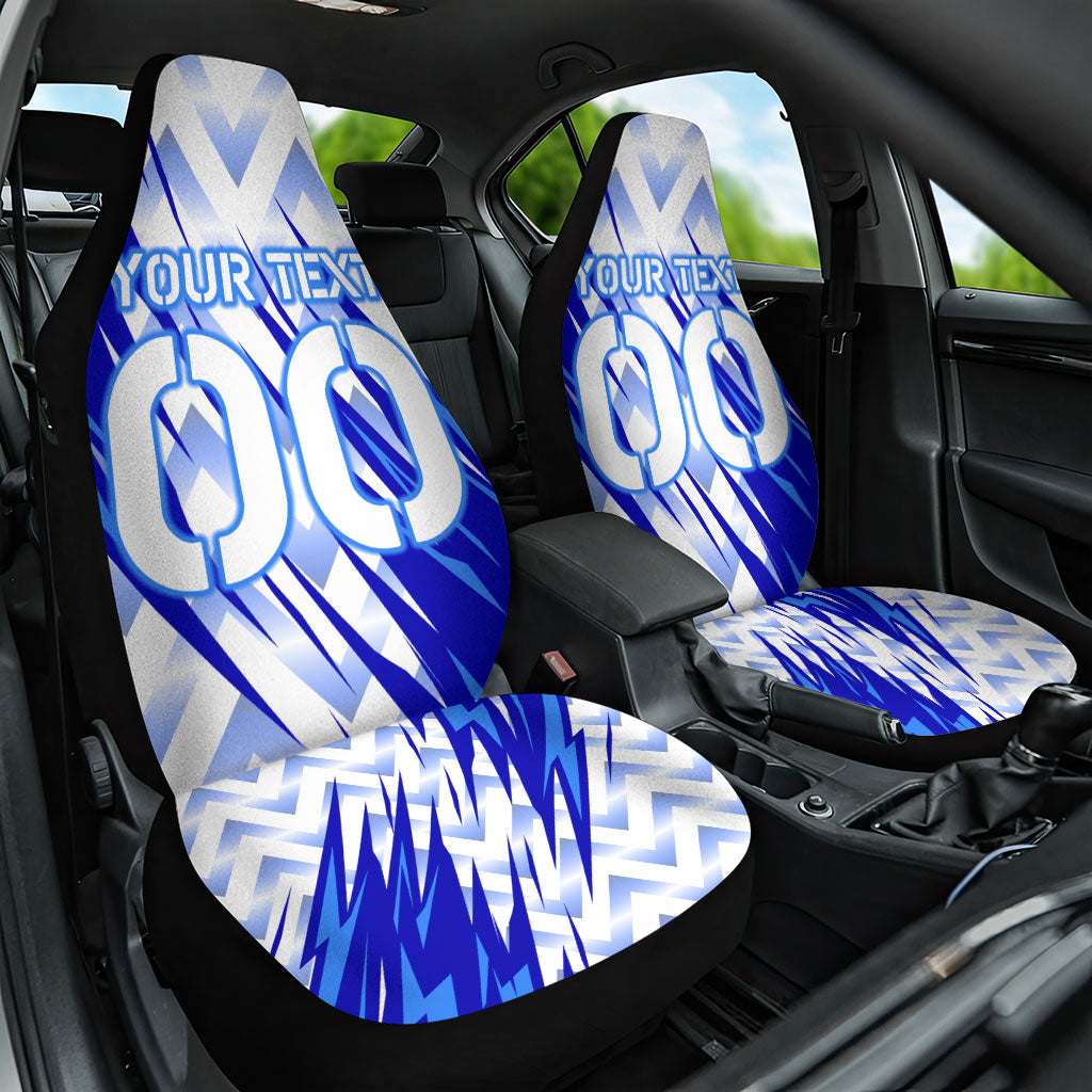 Personalized Uzbekistan Soccer Car Seat Cover Wolf Mascot Chevron Zigzag Pattern