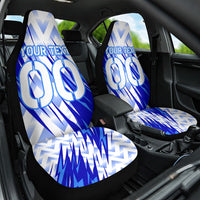 Personalized Uzbekistan Soccer Car Seat Cover Wolf Mascot Chevron Zigzag Pattern