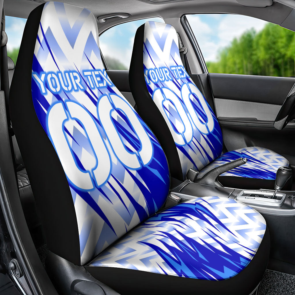 Personalized Uzbekistan Soccer Car Seat Cover Wolf Mascot Chevron Zigzag Pattern