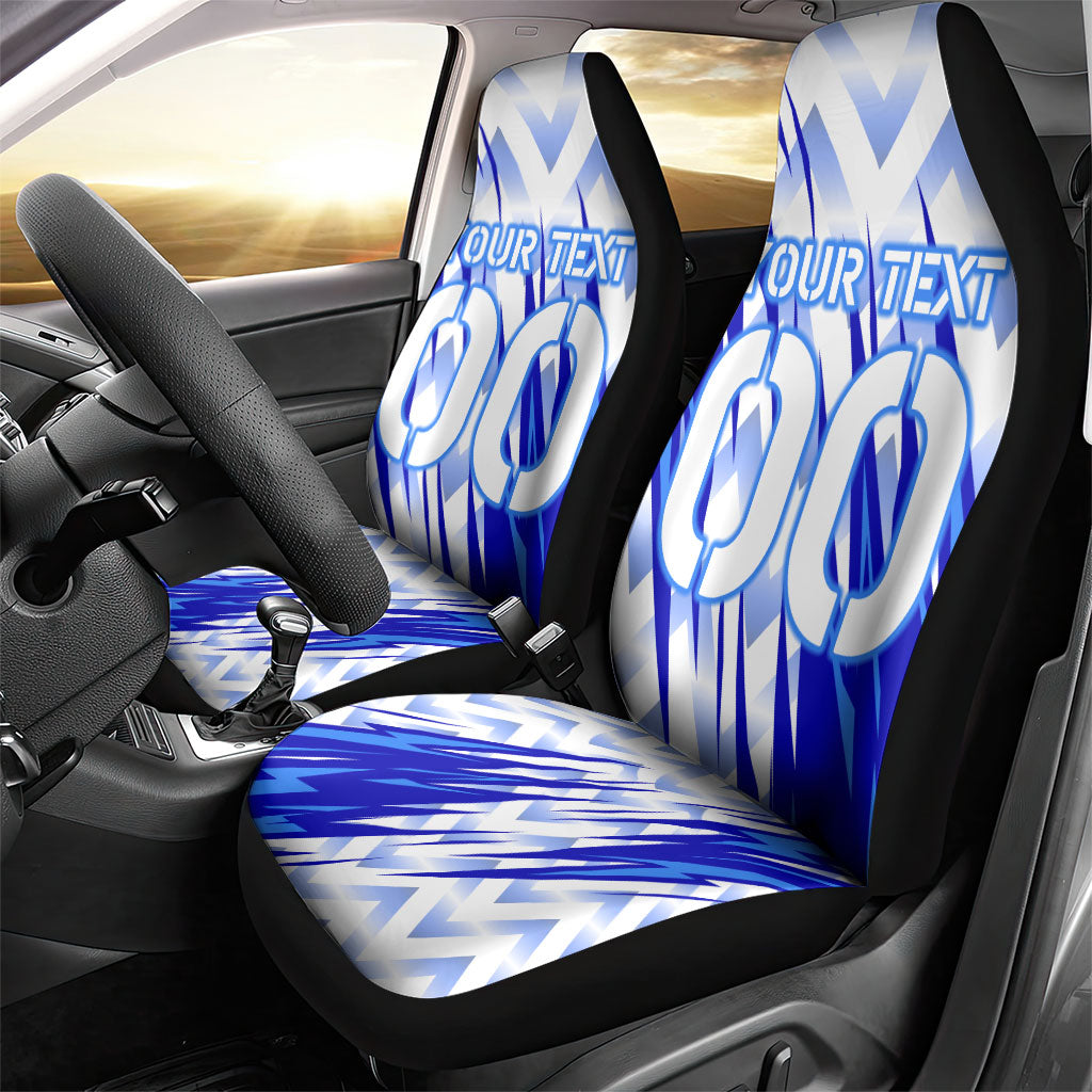 Personalized Uzbekistan Soccer Car Seat Cover Wolf Mascot Chevron Zigzag Pattern