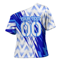 Personalized Uzbekistan Soccer Cross Shoulder Shirt Wolf Mascot Chevron Zigzag Pattern