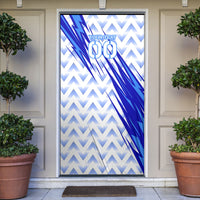 Personalized Uzbekistan Soccer Door Cover Wolf Mascot Chevron Zigzag Pattern