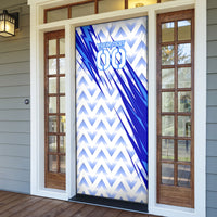 Personalized Uzbekistan Soccer Door Cover Wolf Mascot Chevron Zigzag Pattern