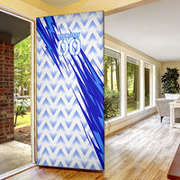 Personalized Uzbekistan Soccer Door Cover Wolf Mascot Chevron Zigzag Pattern