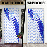 Personalized Uzbekistan Soccer Door Cover Wolf Mascot Chevron Zigzag Pattern