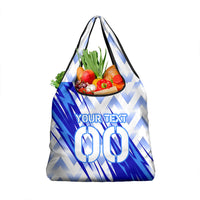 Personalized Uzbekistan Soccer Grocery Bag Wolf Mascot Chevron Zigzag Pattern