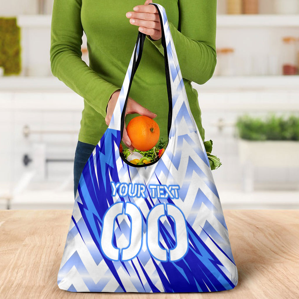 Personalized Uzbekistan Soccer Grocery Bag Wolf Mascot Chevron Zigzag Pattern