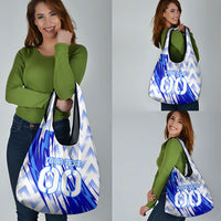 Personalized Uzbekistan Soccer Grocery Bag Wolf Mascot Chevron Zigzag Pattern