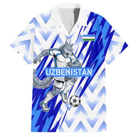 Personalized Uzbekistan Soccer Hawaiian Shirt Wolf Mascot Chevron Zigzag Pattern