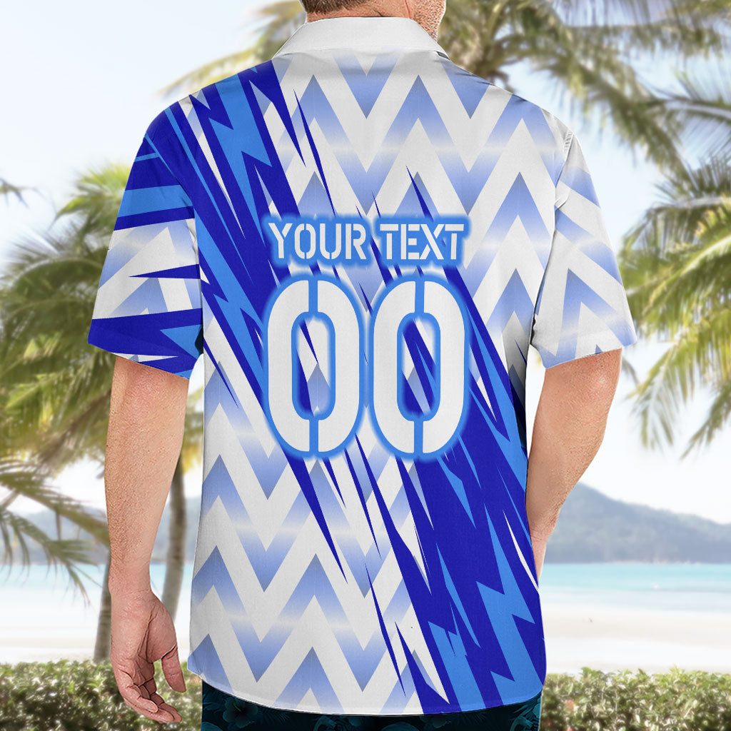 Personalized Uzbekistan Soccer Hawaiian Shirt Wolf Mascot Chevron Zigzag Pattern