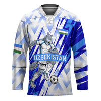 Personalized Uzbekistan Soccer Hockey Jersey Wolf Mascot Chevron Zigzag Pattern