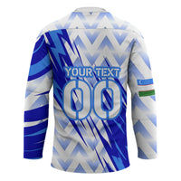 Personalized Uzbekistan Soccer Hockey Jersey Wolf Mascot Chevron Zigzag Pattern