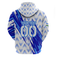 Personalized Uzbekistan Soccer Hoodie Wolf Mascot Chevron Zigzag Pattern