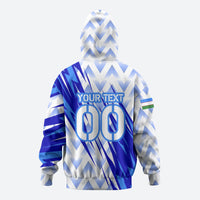 Personalized Uzbekistan Soccer Hoodie Wolf Mascot Chevron Zigzag Pattern