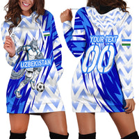 Personalized Uzbekistan Soccer Hoodie Dress Wolf Mascot Chevron Zigzag Pattern