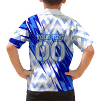 Personalized Uzbekistan Soccer Kid Hawaiian Shirt Wolf Mascot Chevron Zigzag Pattern