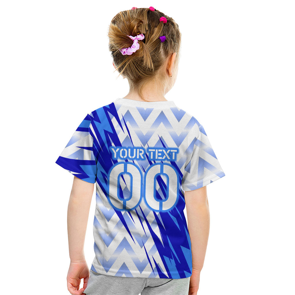 Personalized Uzbekistan Soccer Kid T Shirt Wolf Mascot Chevron Zigzag Pattern