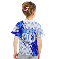 Personalized Uzbekistan Soccer Kid T Shirt Wolf Mascot Chevron Zigzag Pattern