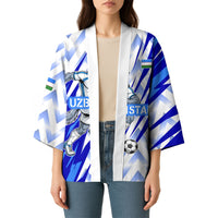 Personalized Uzbekistan Soccer Kimono Wolf Mascot Chevron Zigzag Pattern