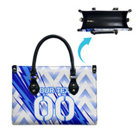 Personalized Uzbekistan Soccer Leather Bag Wolf Mascot Chevron Zigzag Pattern